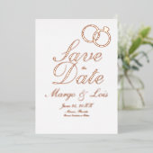 De gouden Ring bewaart de Datum Gedprekte Uitnodig Folie Uitnodiging (Staand Voorkant)