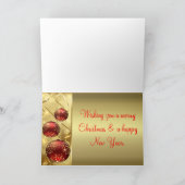 De gouden & Rode Fonkelende Ornamenten van Feestdagen Kaart (Binnen)