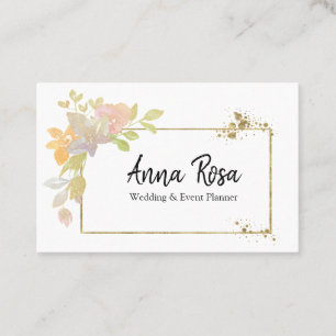 *~* de gouden Roze Bloem van de Waterverf van de Visitekaartje
