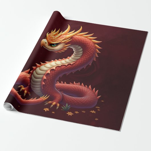 De gouden slangendraak. cadeaupapier (Uitgerold)
