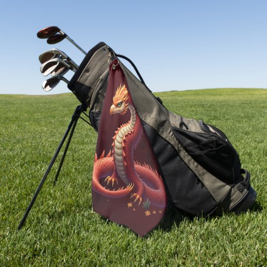 De gouden slangendraak.  golfhanddoek (Groen)