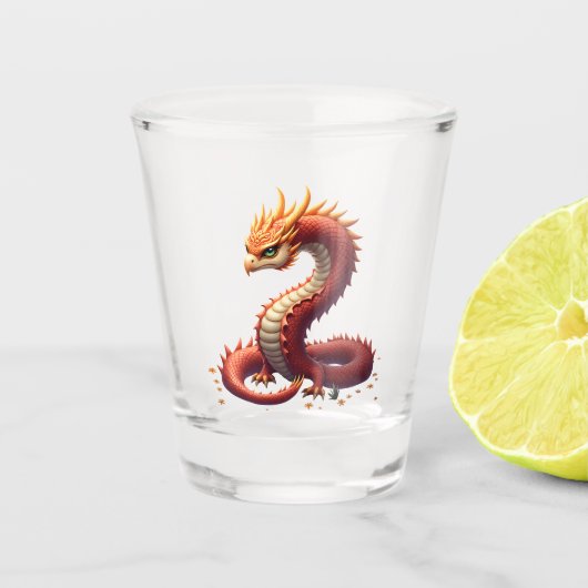 De gouden slangendraak.  shot glas (Voorkant)