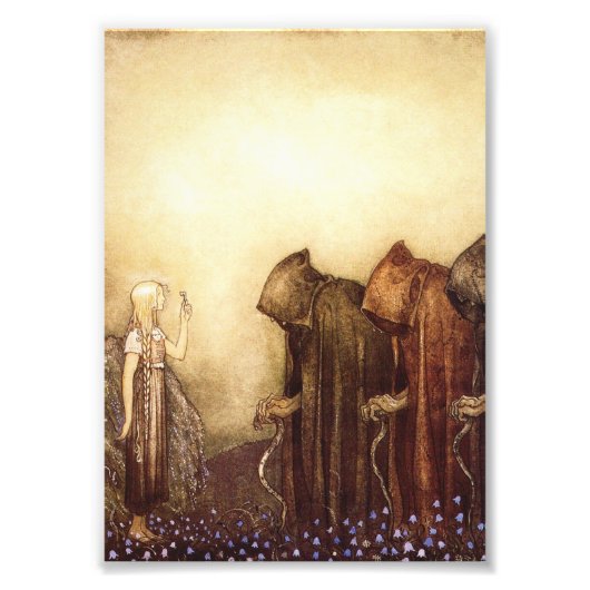 “De Gouden Sleutel” John Bauer Aquarel Foto Afdruk (Voorkant)