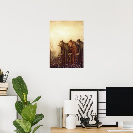 “De Gouden Sleutel” John Bauer Aquarel Poster (Thuiskantoor)