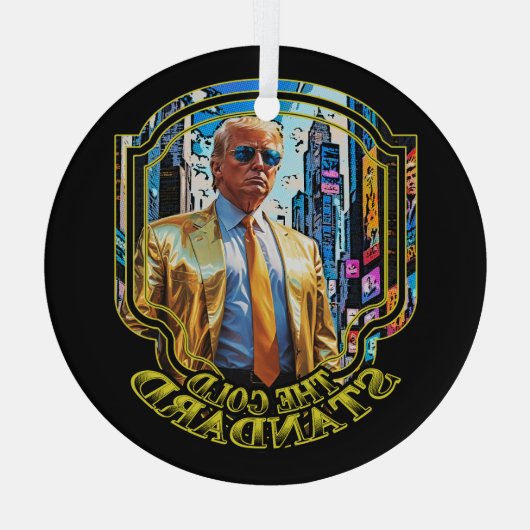 De gouden standaard - President Trump 2024 Glas Ornament (Achterkant)