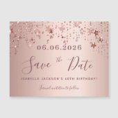 De gouden sterren van het roos van de Birthday spa Magnetische Uitnodiging (Voorkant)