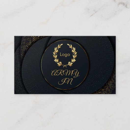 De gouden stippen in de zwarte cirkel visitekaartje (Voorkant)