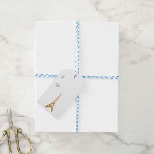 De gouden Toren van Eiffel Cadeaulabel (Met Touw)