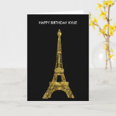 De gouden Toren van Glam Eiffel Kaart (Gele Bloem)