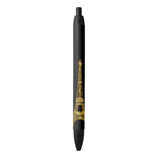 De gouden Toren van Glam Eiffel Zwarte Inkt Pen (Voorkant Verticaal)