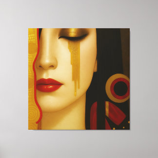 De gouden tranen van Freya met donker haar Canvas Afdruk