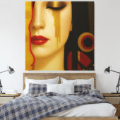 De gouden tranen van Freya met donker haar Canvas Afdruk (Insitu (Slaapkamer))
