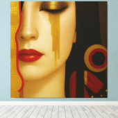 De gouden tranen van Freya met donker haar Canvas Afdruk (Insitu (Houten vloer))