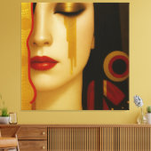 De gouden tranen van Freya met donker haar Canvas Afdruk (Insitu (Woonkamer))