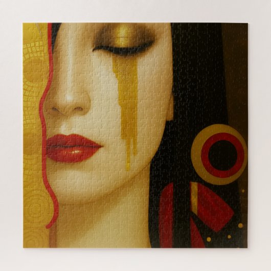 De gouden tranen van Freya met donker haar Legpuzzel (Verticaal)