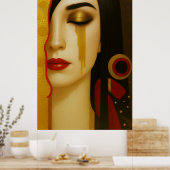 De gouden tranen van Freya met donker haar Poster (Keuken)