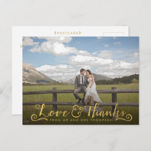 De gouden Typografie van het Manuscript dankt u Briefkaart (Voorkant / Achterkant)