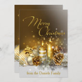 De gouden Vakantie van Kerstmis van Kaarsen Feestdagenkaart (Voorkant / Achterkant)