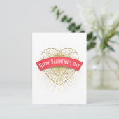 De gouden Valentijnsdag van het Hart van het Art Feestdagenkaart (Staand voorkant)