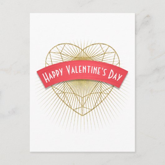 De gouden Valentijnsdag van het Hart van het Art Feestdagenkaart (Voorkant)