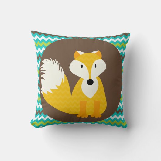 De gouden Vos van de Chevron op Bruin werpt Kussen (Voorkant)