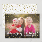 De gouden Vreugde van Confettien en juicht de Feestdagenkaart (Voorkant / Achterkant)