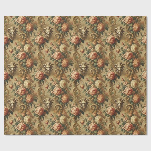 De Gouden Vriend - Gotische Bloemen Bandana Cadeaupapier (Vlak)