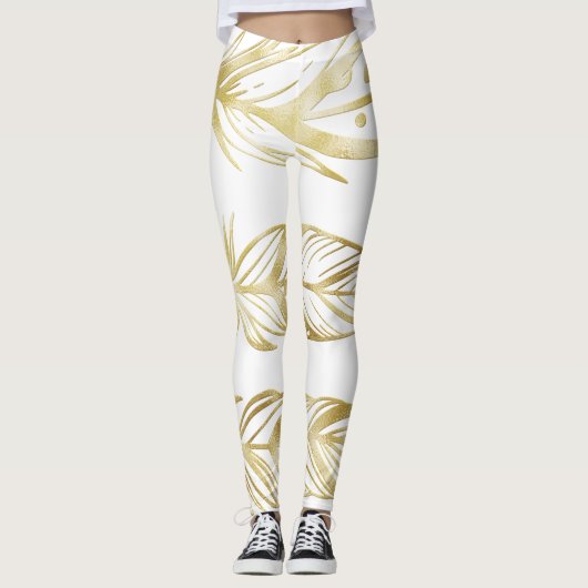 De gouden wereld van de moderne glimmende leggings (Voorkant)
