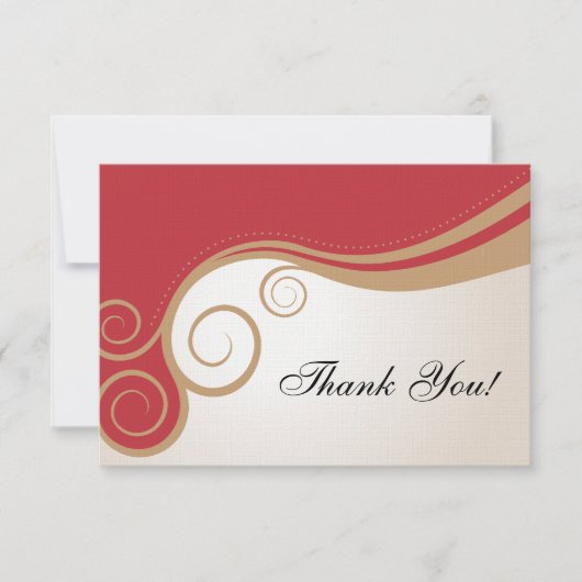 De gouden Werveling op Rood en de Room danken u Bedankkaart (Voorkant)