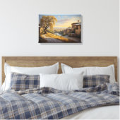 De Gouden Wilg bij Zonsondergang Canvas Afdruk (Insitu (Slaapkamer))