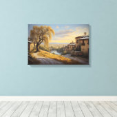 De Gouden Wilg bij Zonsondergang Canvas Afdruk (Insitu (Houten vloer))