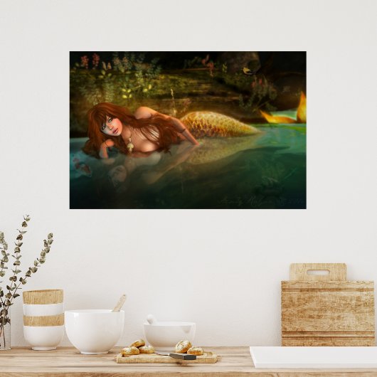 De gouden zeemeermin poster (Keuken)