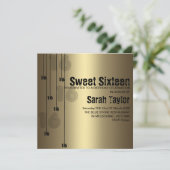 De gouden Zoete Uitnodiging van Zestien Verjaardag (Staand voorkant)