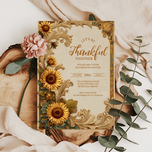De gouden zonnebloem Thanksgiving Kaart
