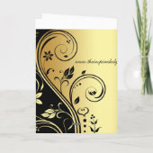 De gouden & Zwarte Bloemen Elegante Rol dankt u Bedankkaart (Achterkant)