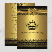 De gouden & Zwarte Uitnodiging van het Baby shower (Voorkant / Achterkant)