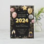 De goudglitter van 2023 in het nieuwjaar op zwart kaart (Staand voorkant)