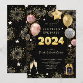 De goudglitter van 2023 in het nieuwjaar op zwart kaart (Voorkant / Achterkant)