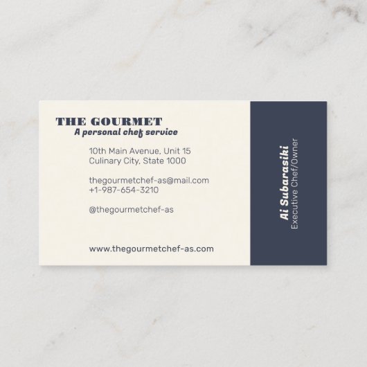 De Gourmet Personal Chef White Visitekaartje (Achterkant)