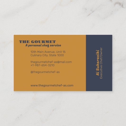 De Gourmet Personal Chef Yellow Visitekaartje (Achterkant)