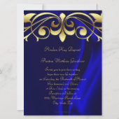 De graaf Blue Silk Gold Crown uitnodiging (Achterkant)