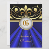 De graaf Blue Silk Gold Crown uitnodiging (Voorkant)