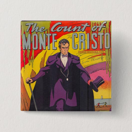 De graaf Monty Cristo Comic Vierkante Button 5,1 Cm (Voorkant)