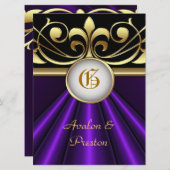 De graaf Paarse de Gouden Kroonuitnodiging van de Kaart (Voorkant / Achterkant)