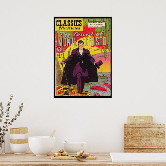 De graaf van Monte Cristo Alexandre Dumas Comic Bo Poster (Keuken)