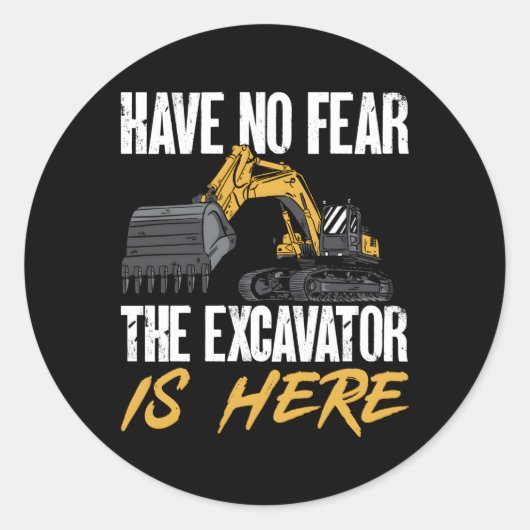 De graafmachine is hier zware machinist ronde sticker (Voorkant)