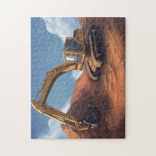 De graafmachine op het dagelijkse werk legpuzzel (Verticaal)