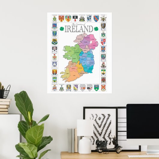 De graafschappen van Ierland Poster (Thuiskantoor)