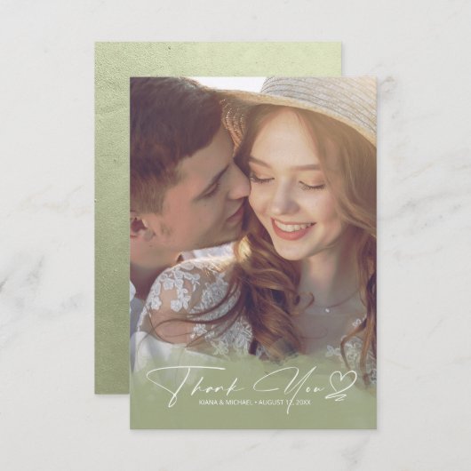 De Gradiënt van de waterverf Dank u Groene ID786 S Bedankkaart (Voorkant / Achterkant)