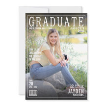 De Graduate Magazine Cover Trendy Chic Uitnodiging